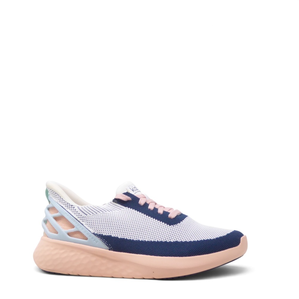 Kizik Womens Athens Sneakers White Navy Pink Hands-Free Athletic Shoes Size 8